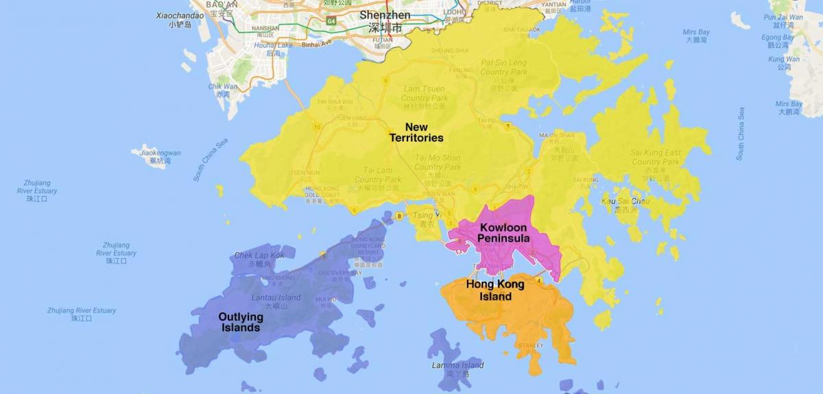 mapa Hong Kong oblasti