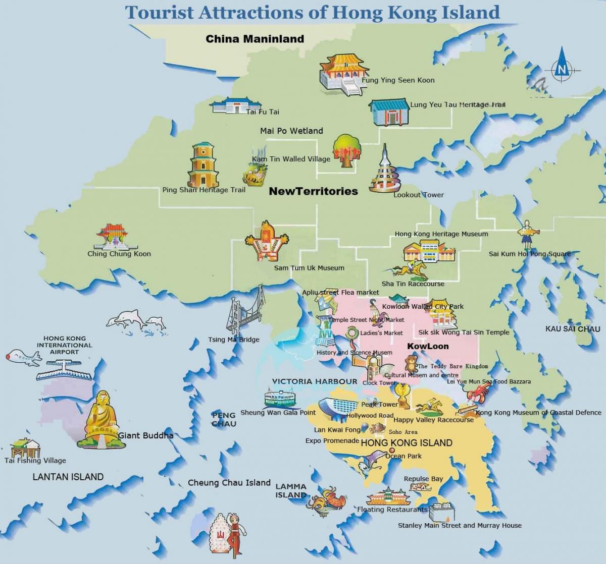 Hong Kong mapa pro turisty