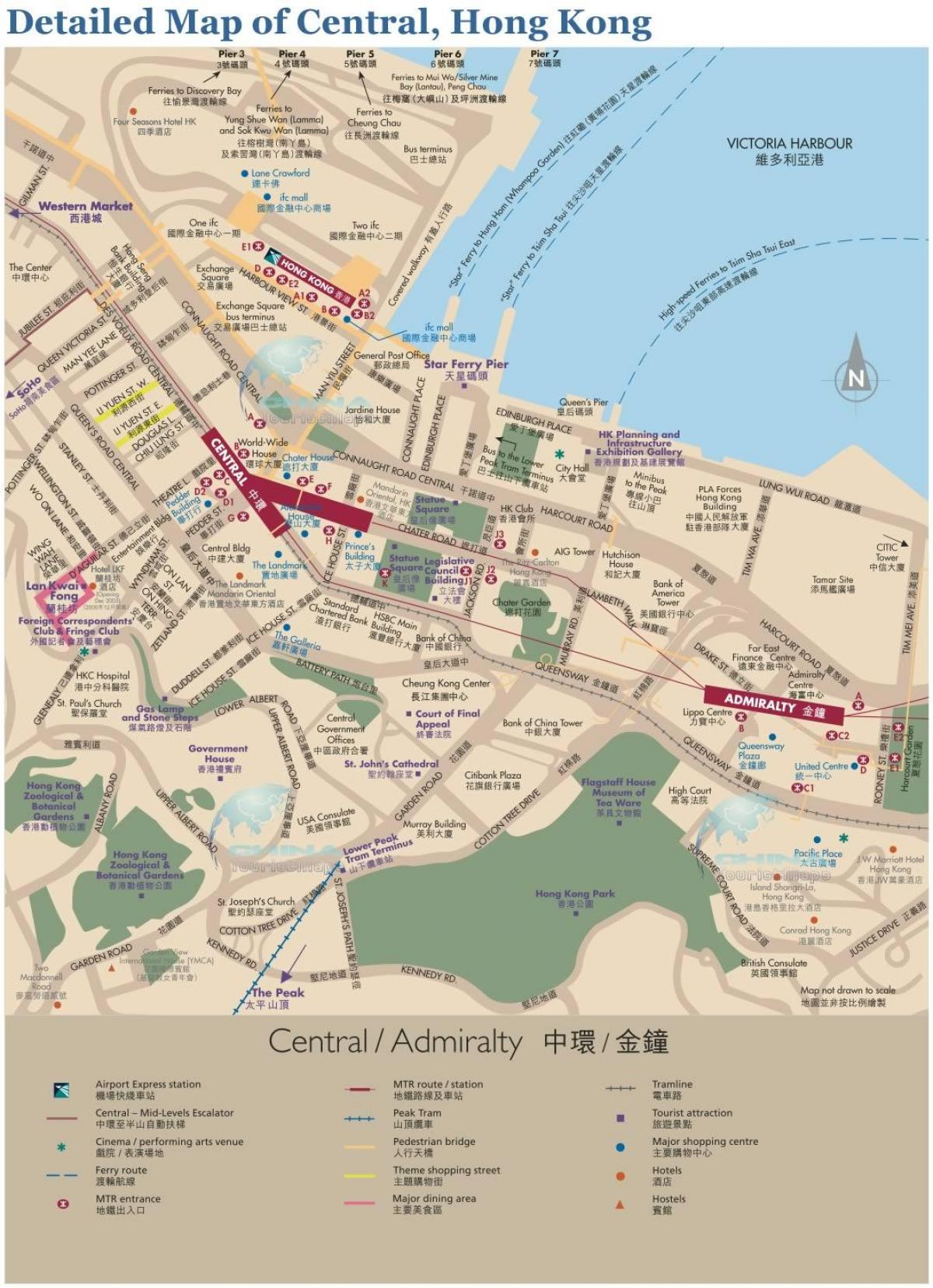 Hong Kong central mapě