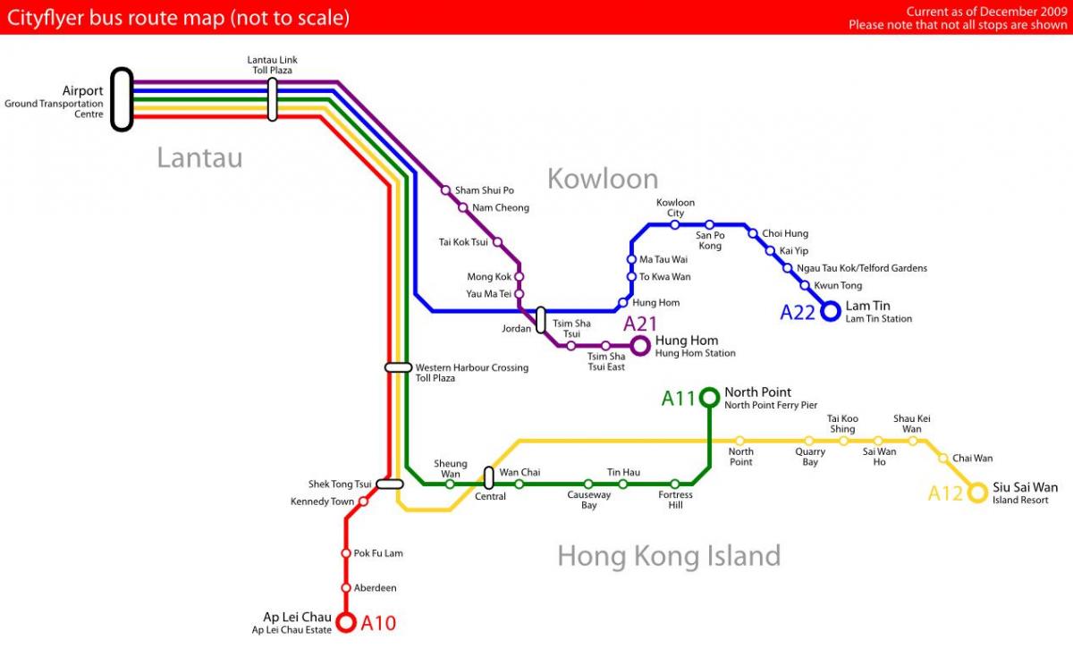 Hong Kong autobusové trasy mapě