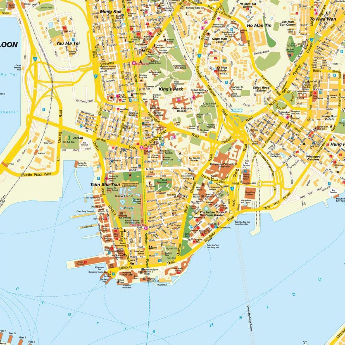 mapa Hong Kong, Čína