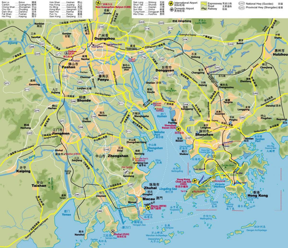 silniční mapa Hong Kong