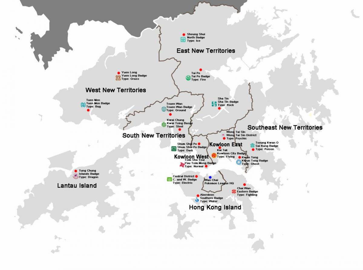 mapa Hong Kong okresů