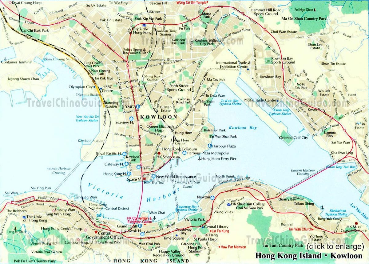 centrum města Hong Kong mapa
