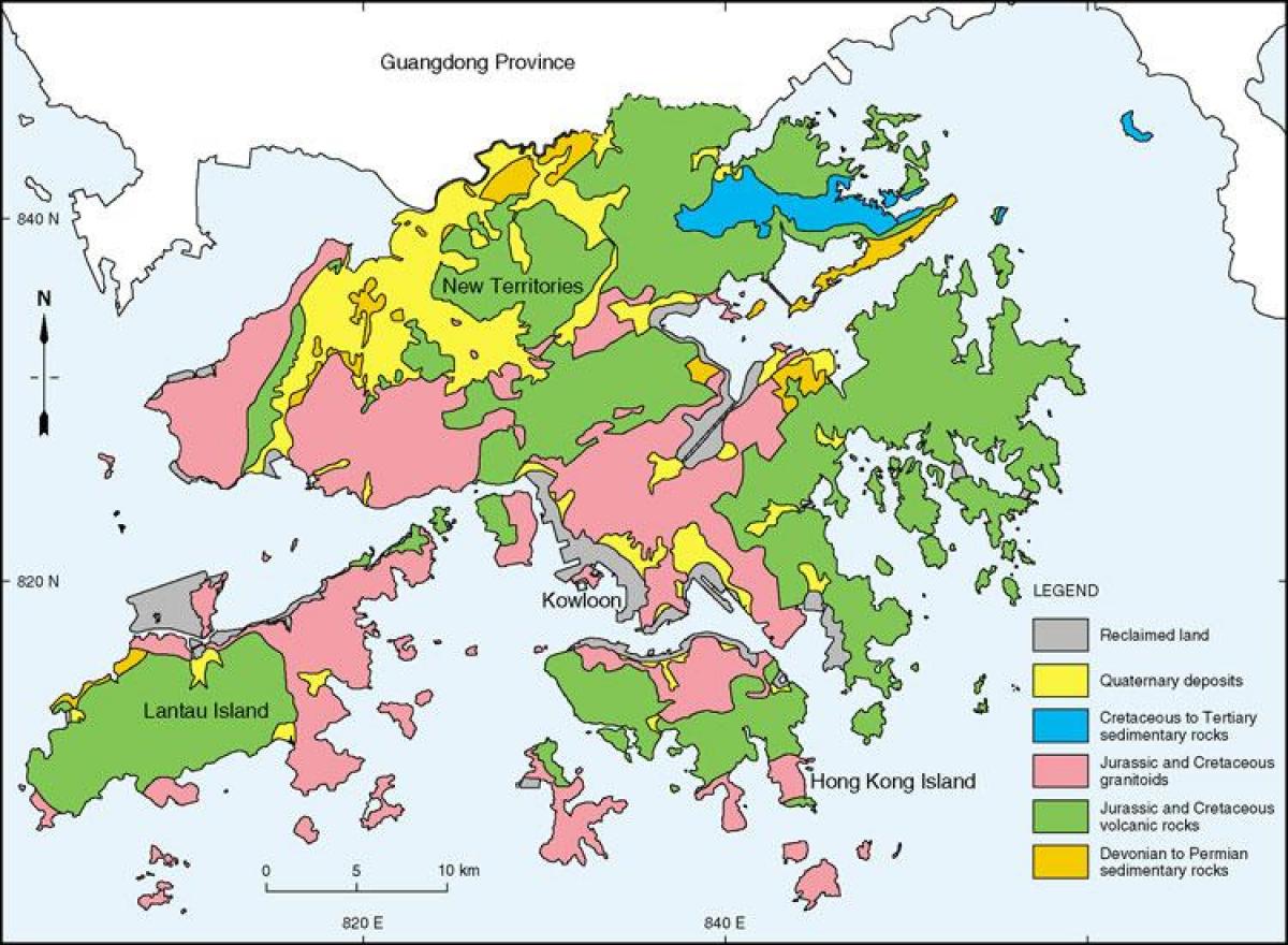 geologická mapa Hong Kong