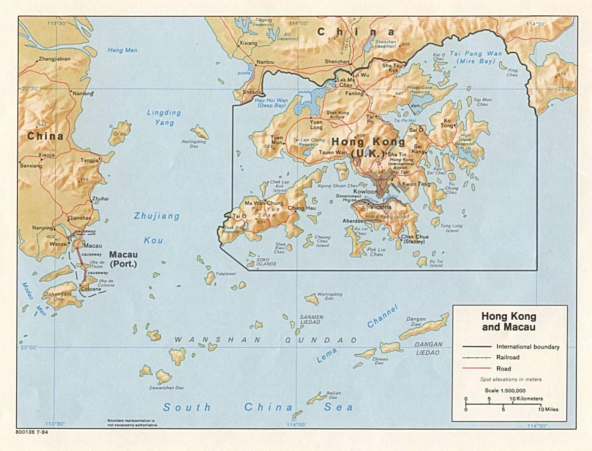mapa Hong Kong a Macau