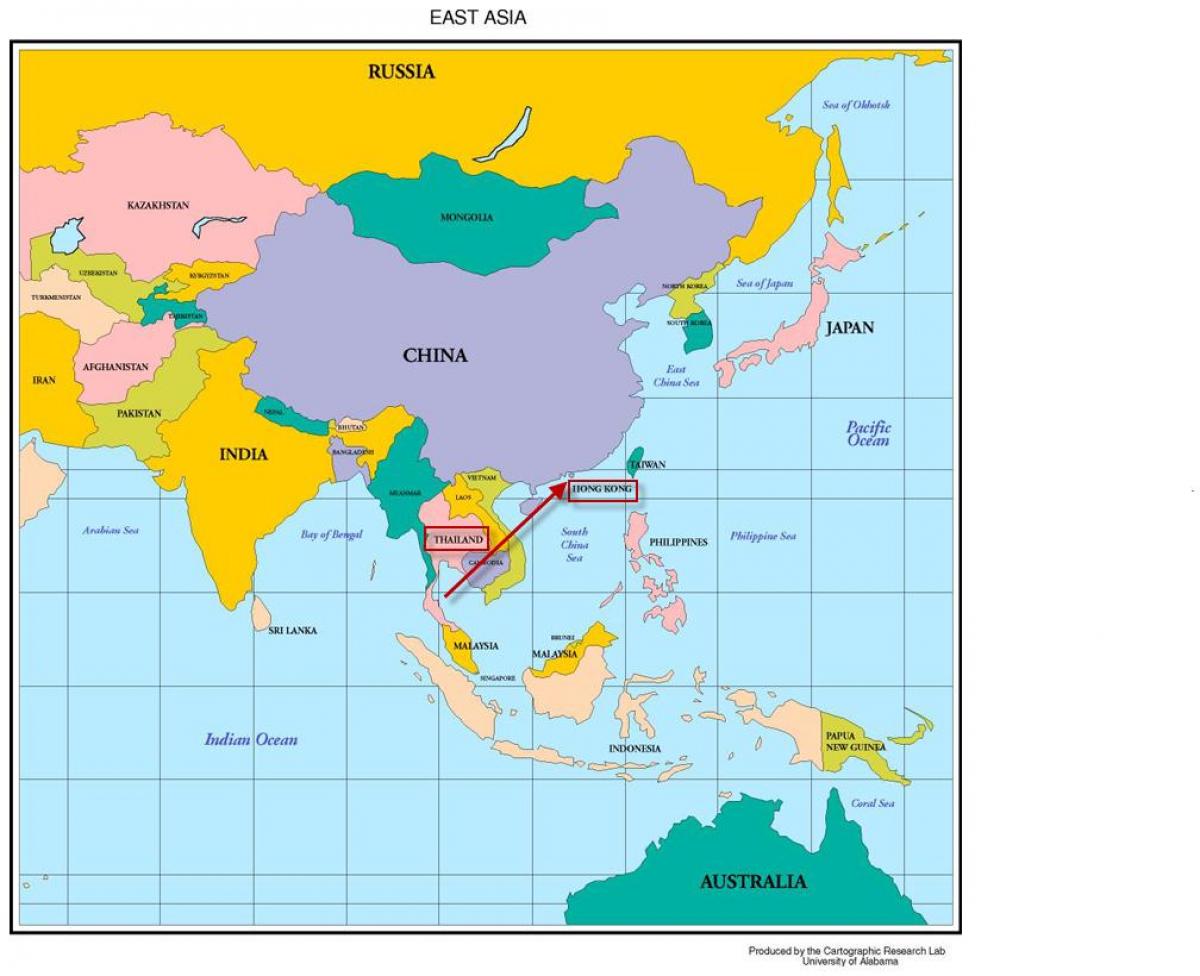 Hong Kong v mapě asie