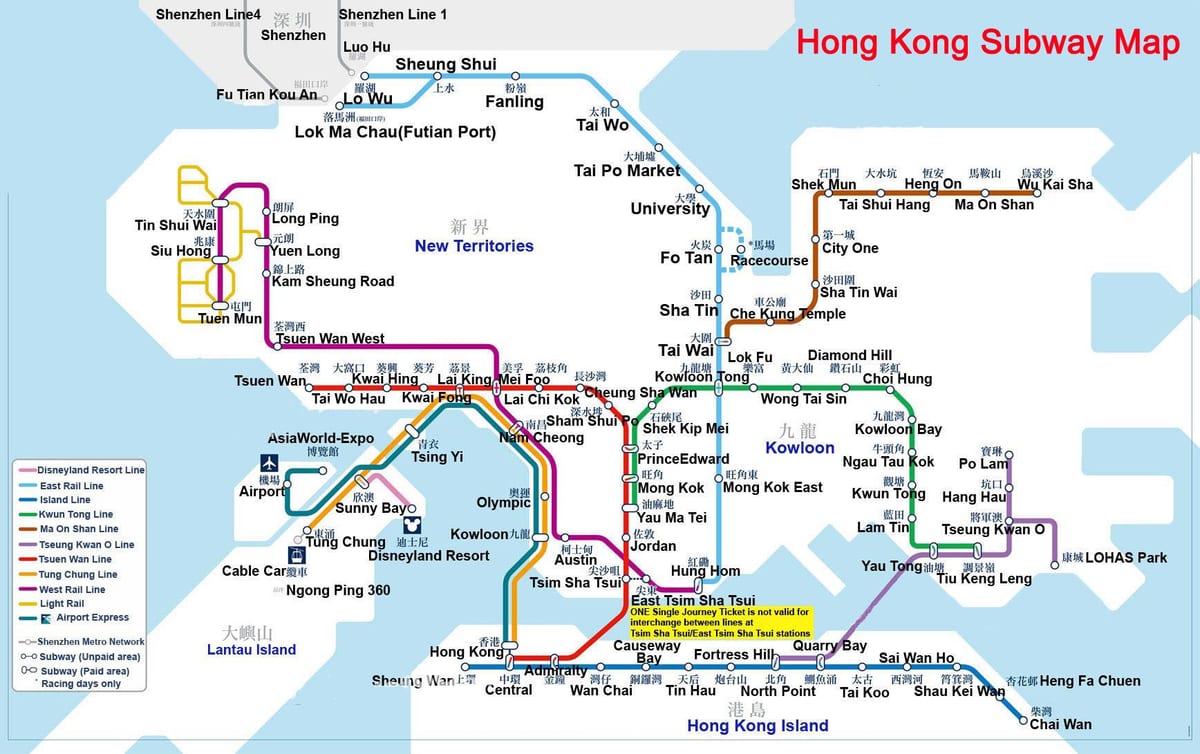 mapa metra Hong Kong