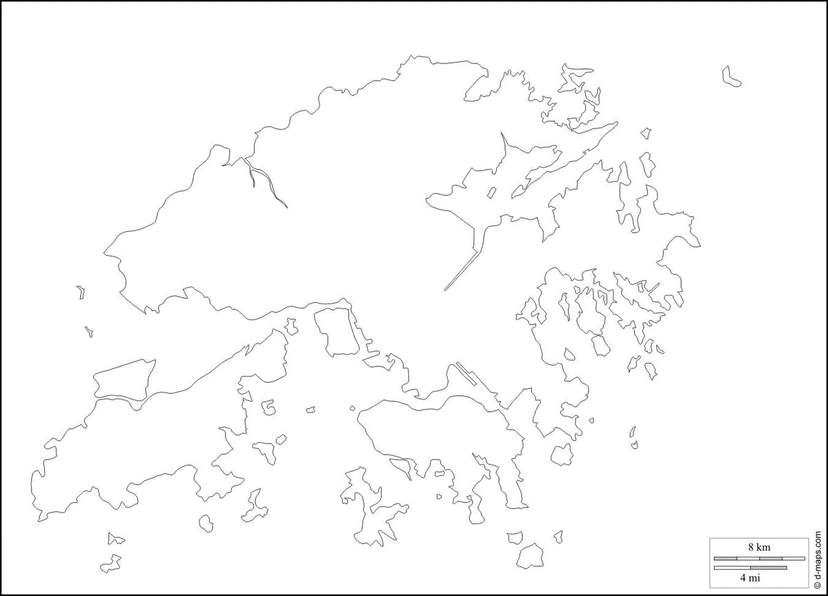 Hong Kong mapa obrys