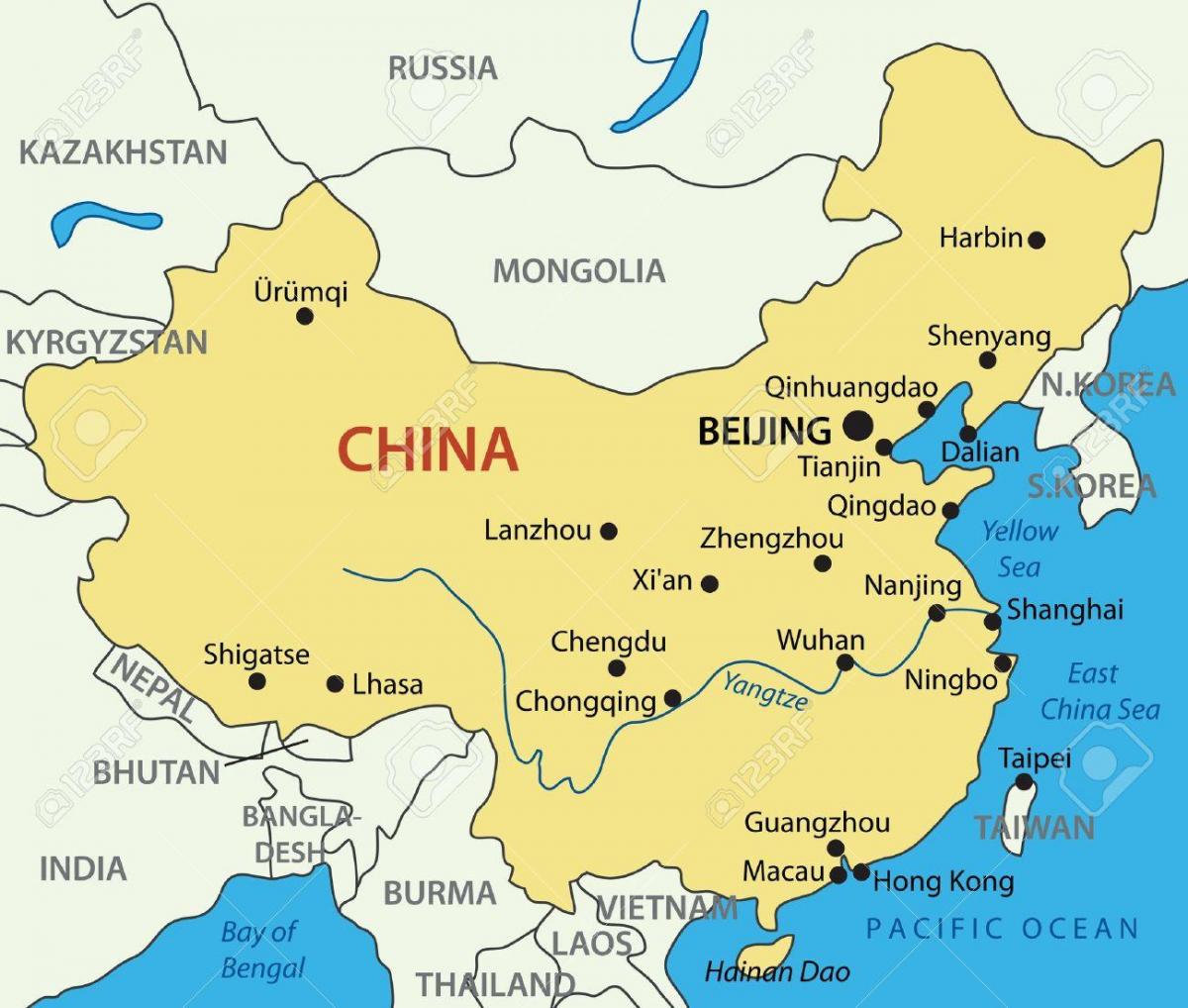 mapa Tchaj-wan a Hong Kong