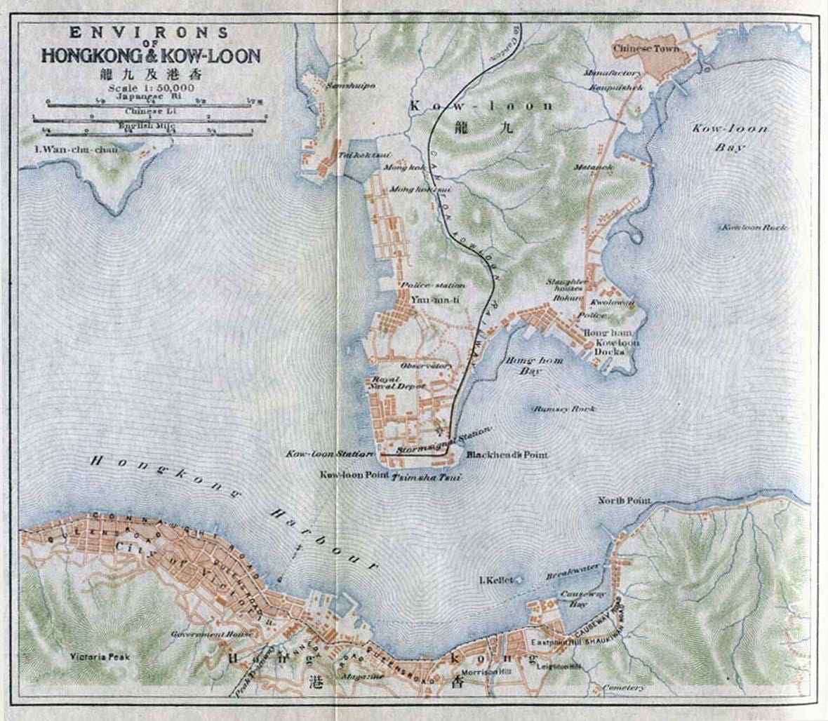 Hong Kong Kowloon mapě