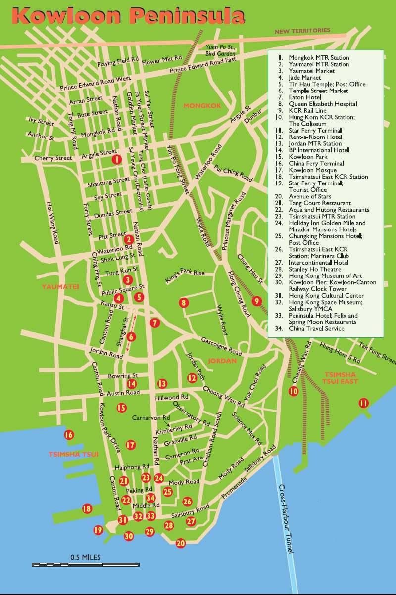 Kowloon atrakce mapa