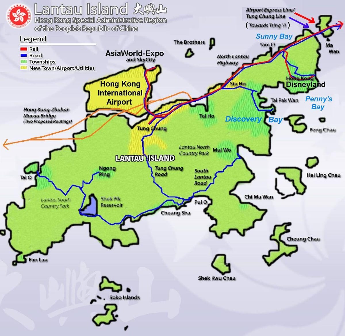 Hong Kong island turistická mapa