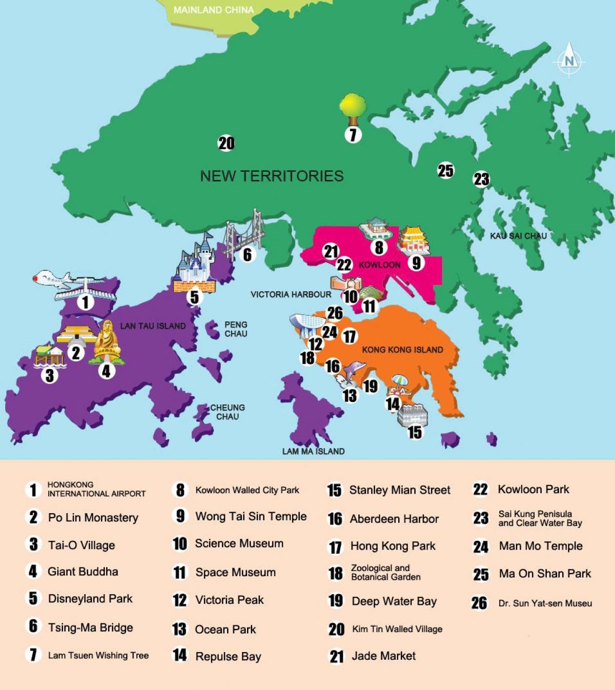 mapa nových území Hong Kongu