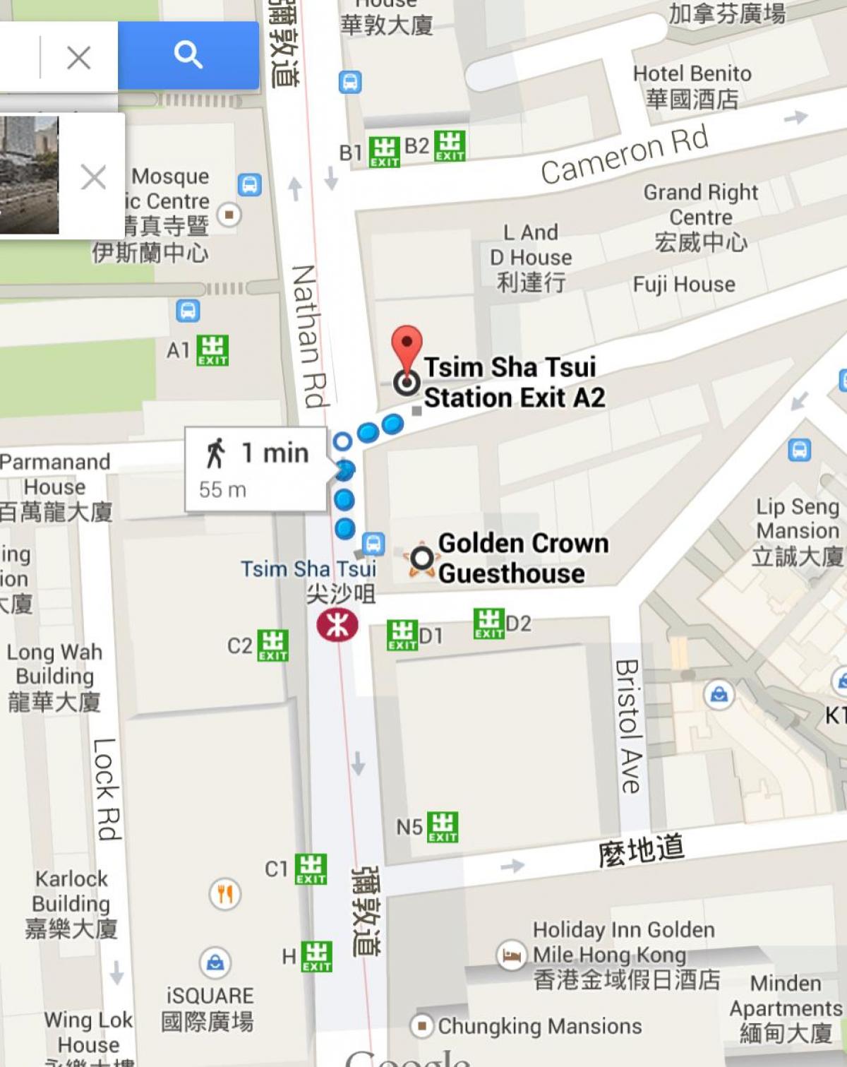 Tsim Sha Tsui MTR station mapě