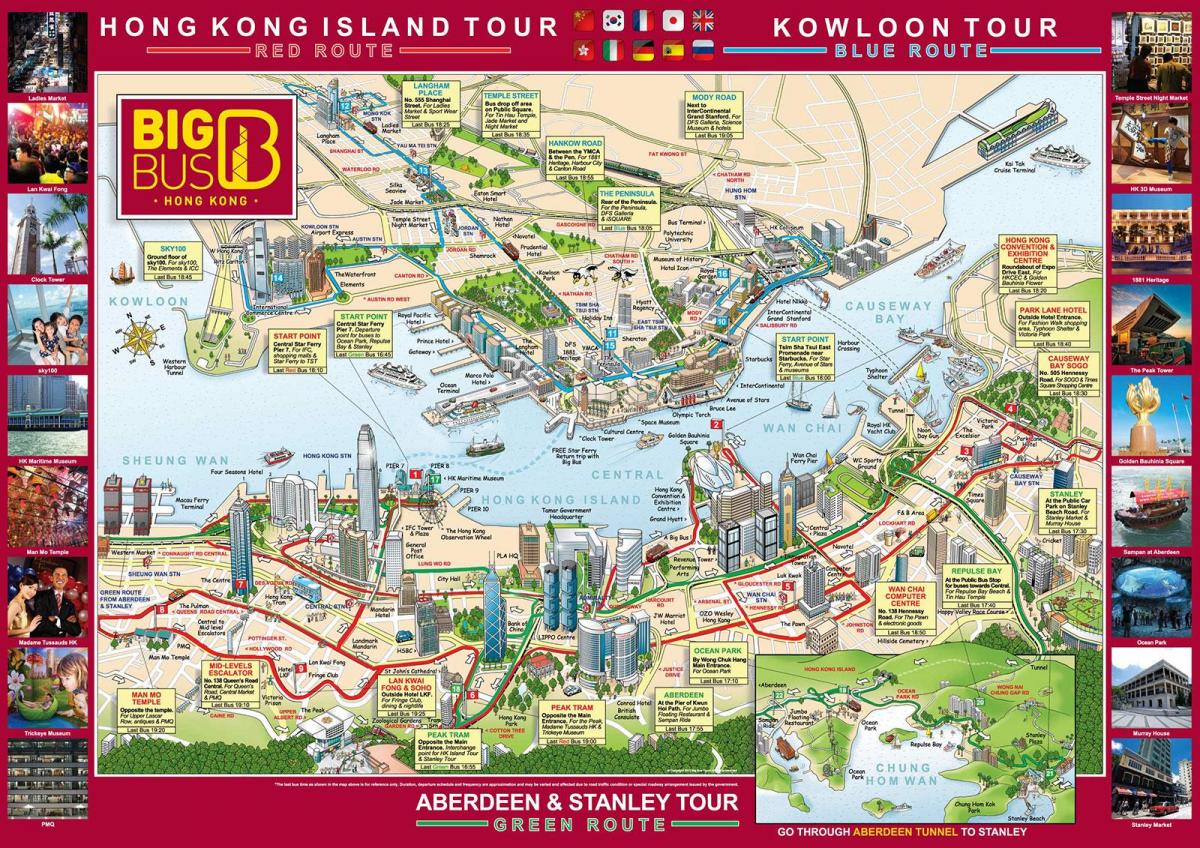 Hong Kong big bus tour mapě