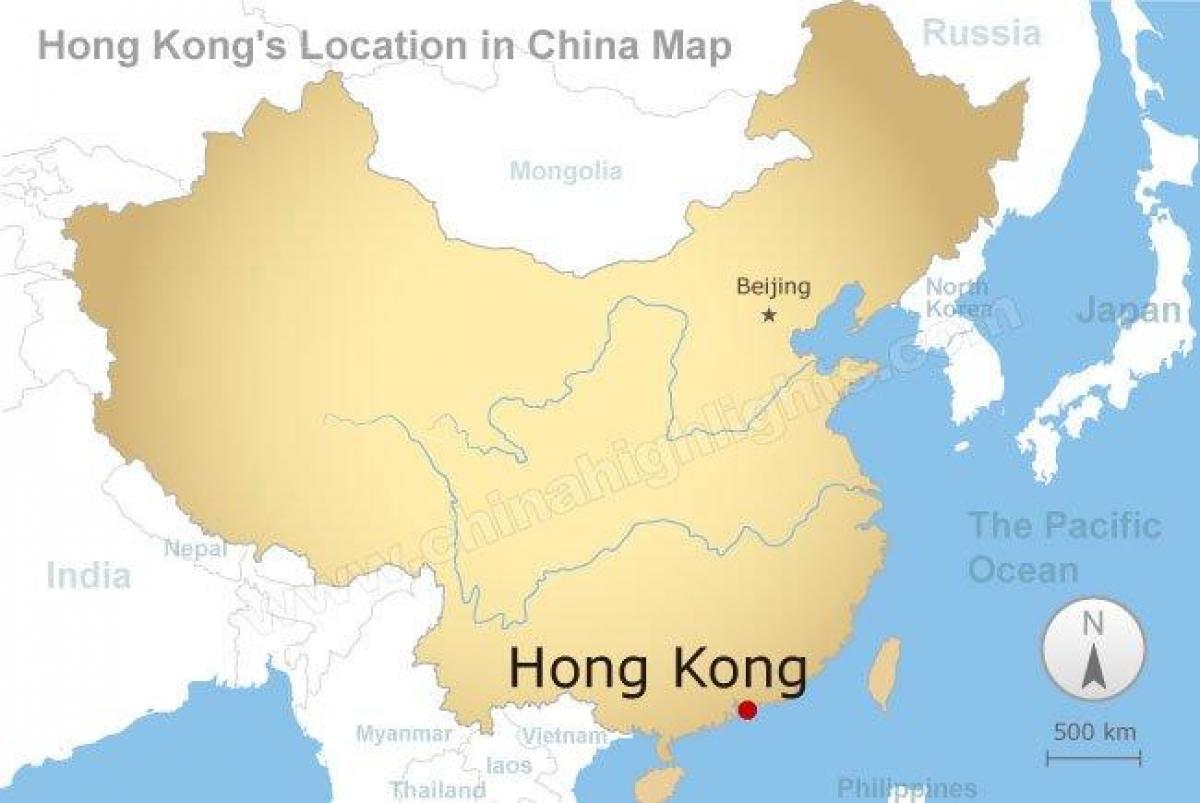 mapa Číny a Hong Kongu
