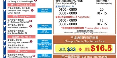 Hong Kong a21 autobusové trasy mapě