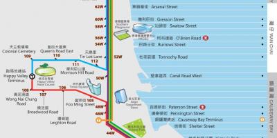 Hong Kong ding ding tramvaj mapa