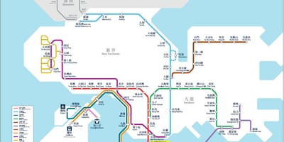 Hong Kong bodů zájmu na mapě