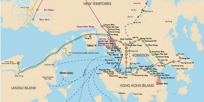 Hong Kong ferry trasy mapě