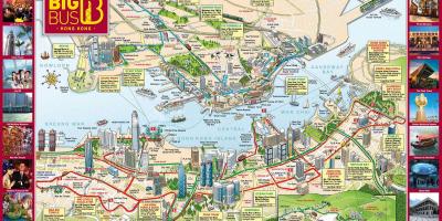 Hong Kong big bus tour mapě